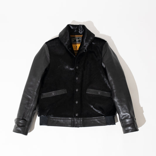 OM別注_625 Hair On Horsehide King Shawl Jacket　BLACK